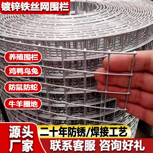 铁丝网围栏防锈养殖养鸡鸭防鼠蛇围网鸽兔笼网格加密粗隔离防护网