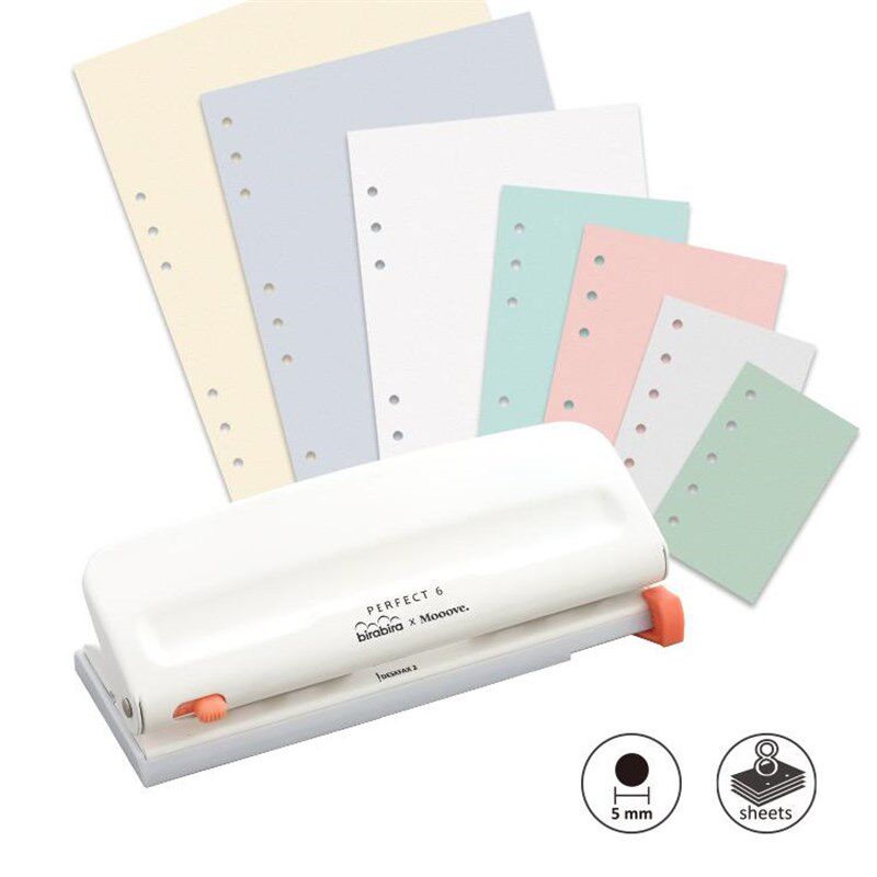 新品 5mm孔径 bira 可调节六孔打孔器 多功能全尺寸6孔打孔器