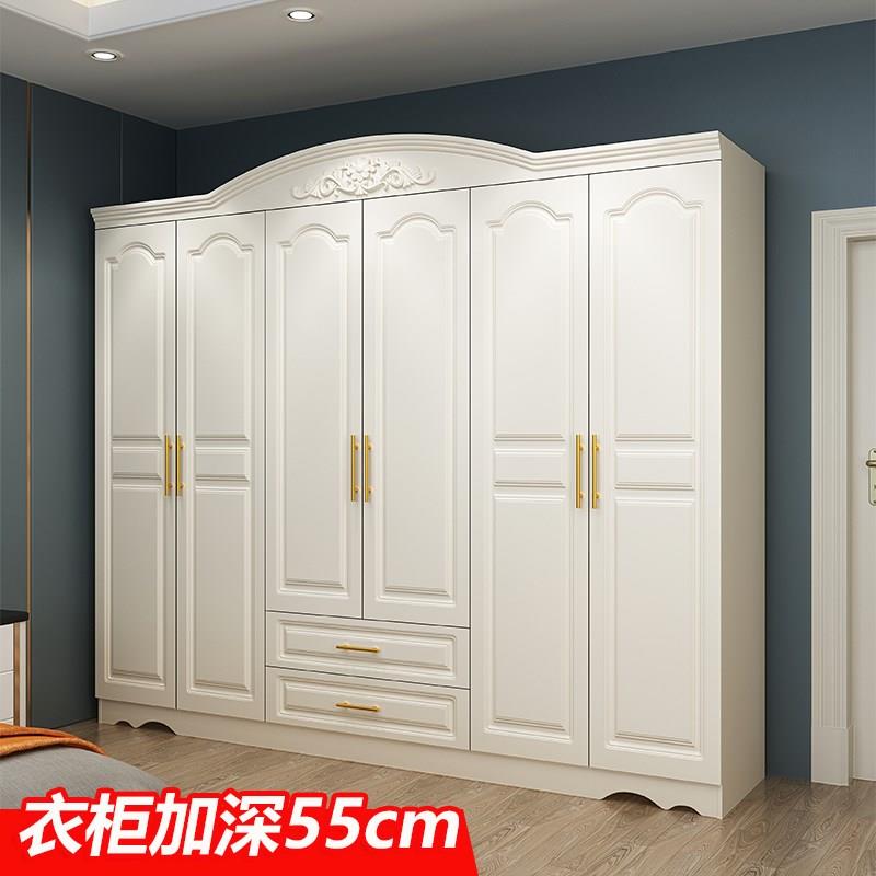 欧式衣柜女卧室家用出租房家具经济型组装木质收纳柜子六门大衣厨