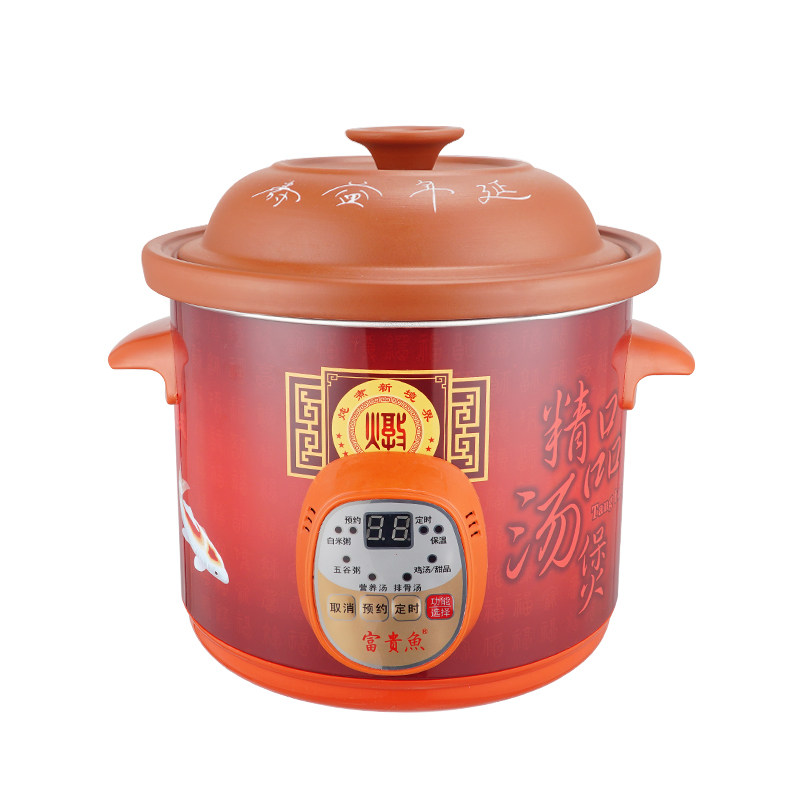 智能紫砂汤煲家用高温陶瓷炖锅 中式水墨风沙锅 1L-2L机械紫砂锅