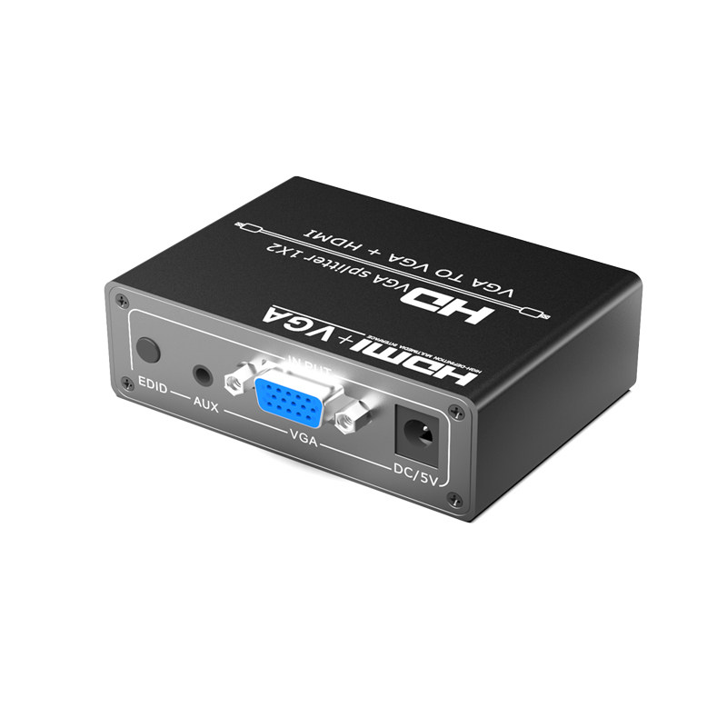 VGA分配器一分二HDMI+VGA 混合输出笔记本电脑监控分频输出音频同