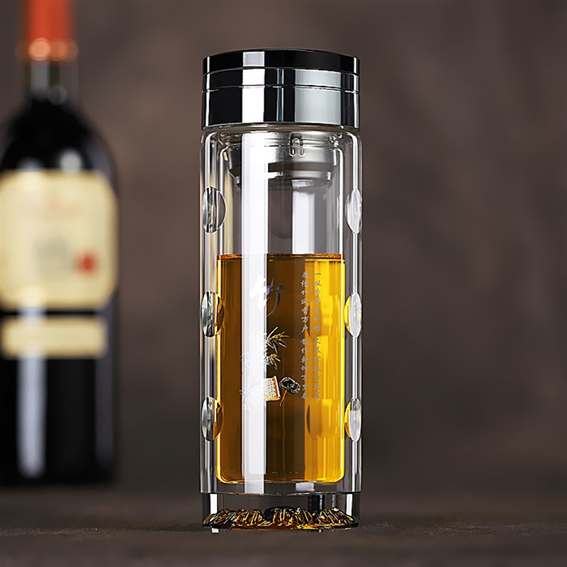双层男士耐高温玻璃杯水杯2025新款水晶杯子高颜值高档保温泡茶杯
