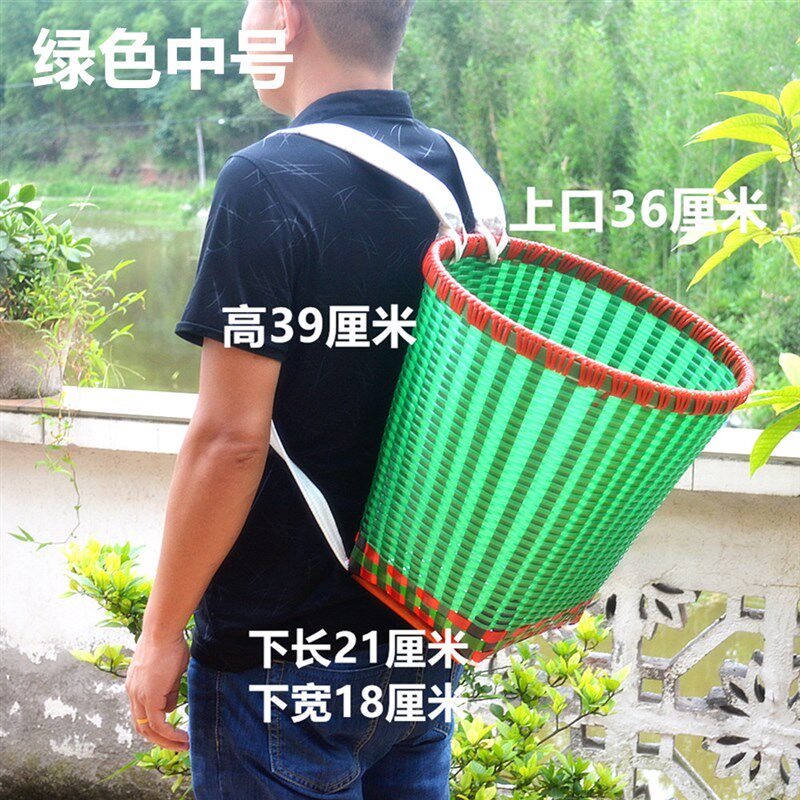 竹篓塑料藤编手工编非竹编竹篓揹筐家用大号收纳筐买菜采摘舞蹈