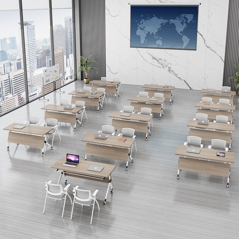 折叠会议桌简约现代可组合移动拼接培训长条桌椅教育机构学习桌椅