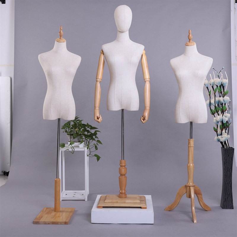 模特道具女半身人台服装店模特拍照婚纱模特橱窗展示架丝绒模特架