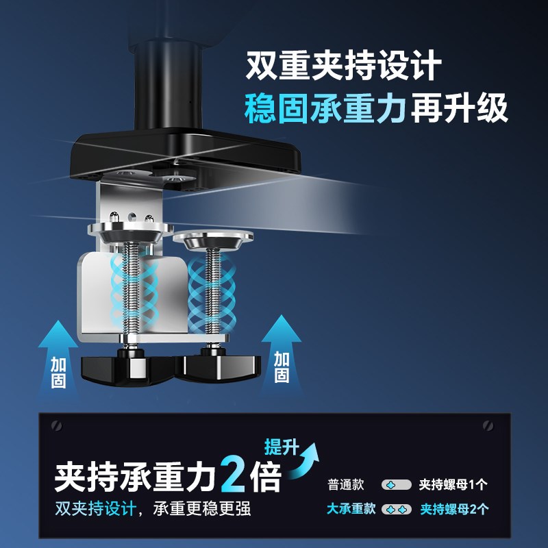 大承重显示器支架气动旋转机械悬臂适配台式电脑屏幕桌面升降底座