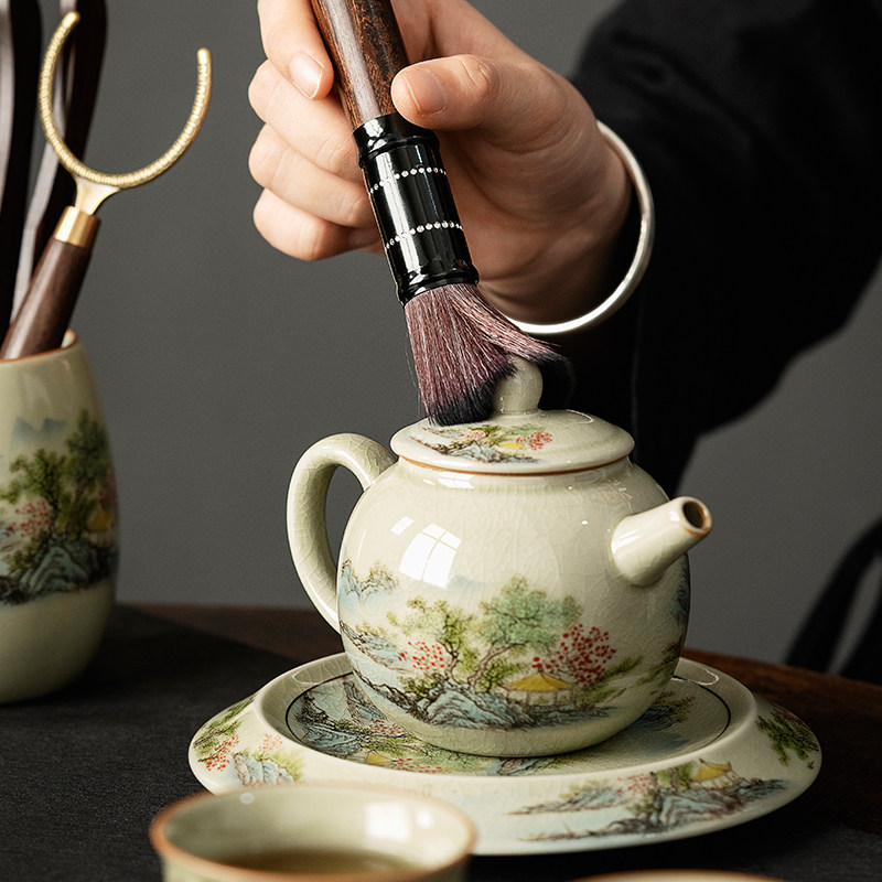 老陶泥只此青绿茶道六君子黑檀木功夫茶具配件家用茶拨茶夹茶勺图片