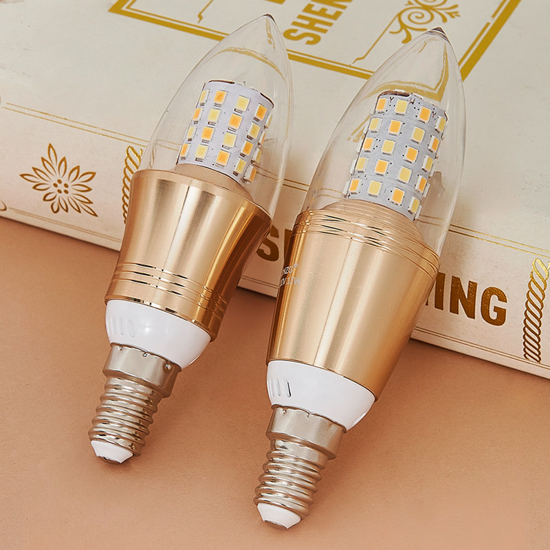 LED灯泡e27e14大小螺口水晶吊灯灯具光源家用超亮节能尖泡蜡烛泡