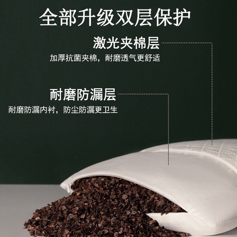 荞麦枕头全荞麦皮枕芯护颈枕助睡眠颈椎枕专用荞麦壳高硬枕一对