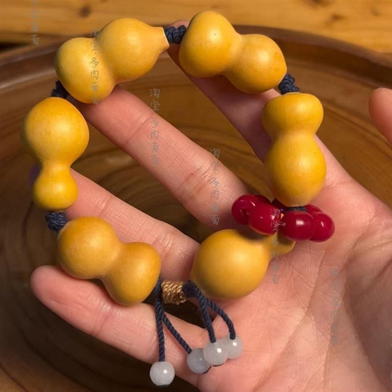草里金天然文玩葫芦纯手工手持挂件盘玩倒福手串小葫芦手捻手链