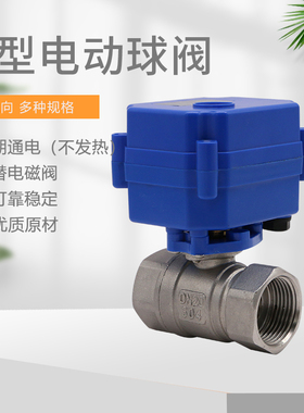 微型电动球阀 304不锈钢 电动阀门 电动二通阀 AC220V DC12V 24V