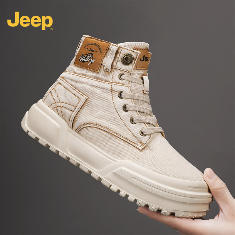 JEEP男夏季新款增高帆布马丁靴