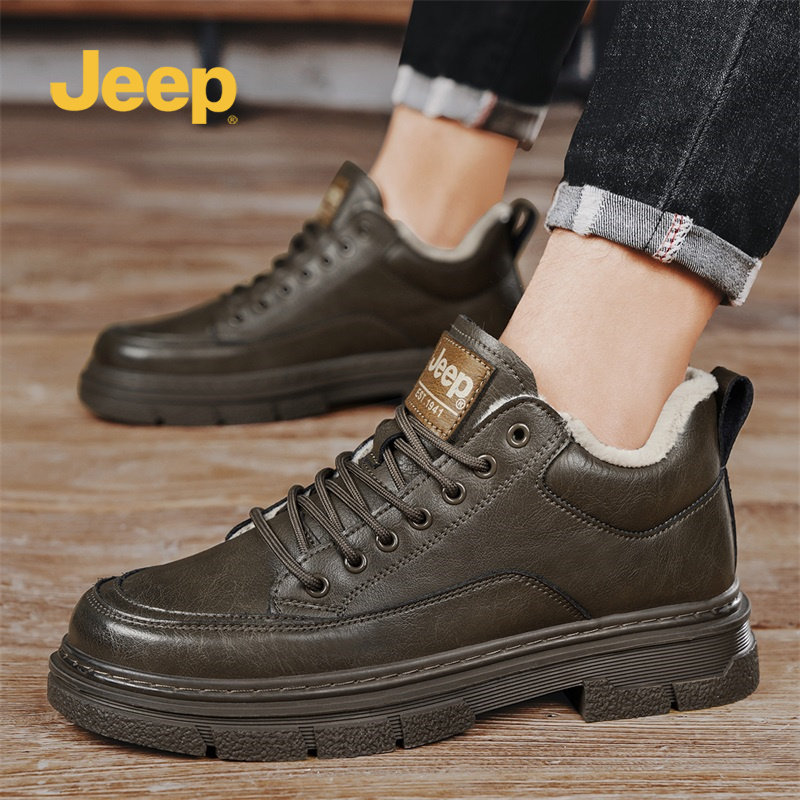 JEEP吉普男高帮加绒防滑短靴