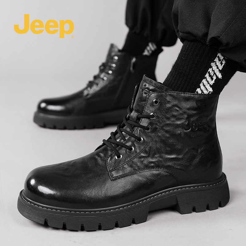 JEEP吉普男士真皮高帮马丁靴