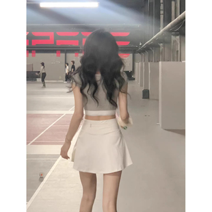 白色运动短裙半身裙女夏羽毛球网球瑜伽防晒裙裤防走光a字健身裙