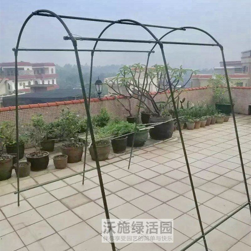 包邮弯顶拱形爬藤花架户外阳台黄瓜百香果葡萄架带网简易攀爬架