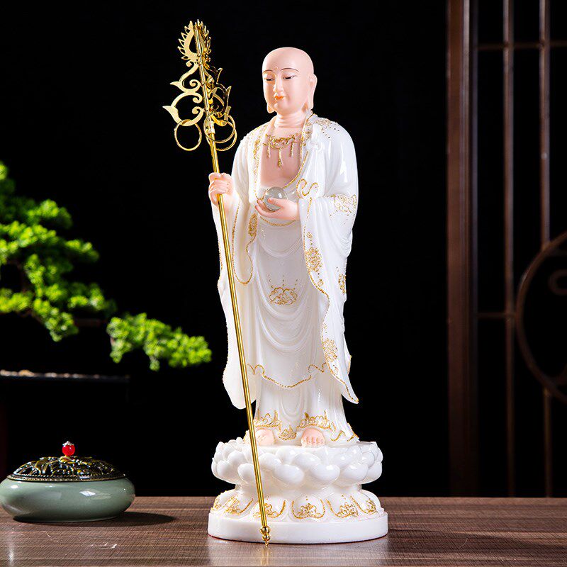 汉白玉地藏王佛像16寸19寸26寸居家供奉四圣佛家用地丈王佛像摆件