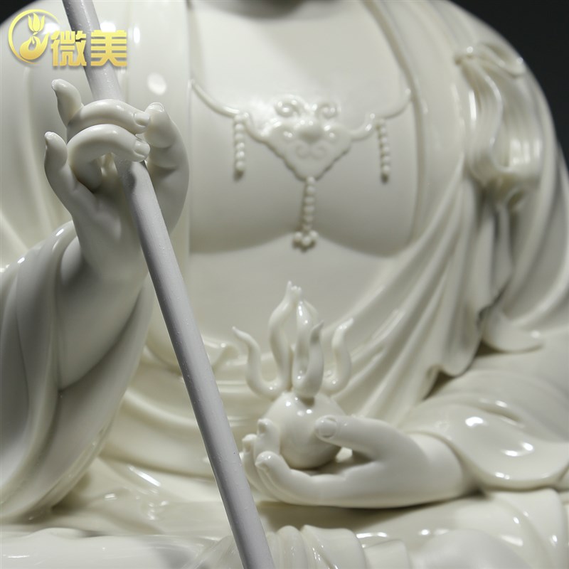 微美德化陶瓷10寸19寸坐石地藏王菩萨像家用供奉地藏佛像禅意摆件