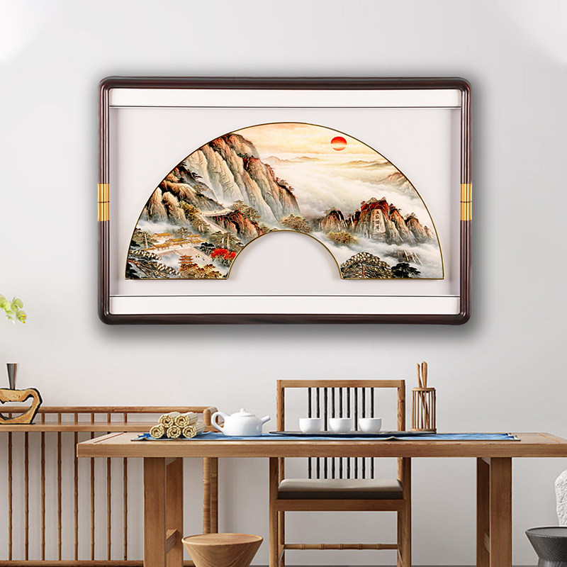 餐厅背景墙挂画2023新款高档大气入门玄关装饰画走廊过道铜雕画