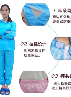 防尘服分体连帽喷漆服套装防静电套装工作服电子食品厂橙色无尘服
