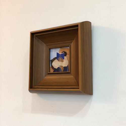 中古小众北美黑胡桃木装饰画背影人物立体客厅复古组合小尺寸挂画