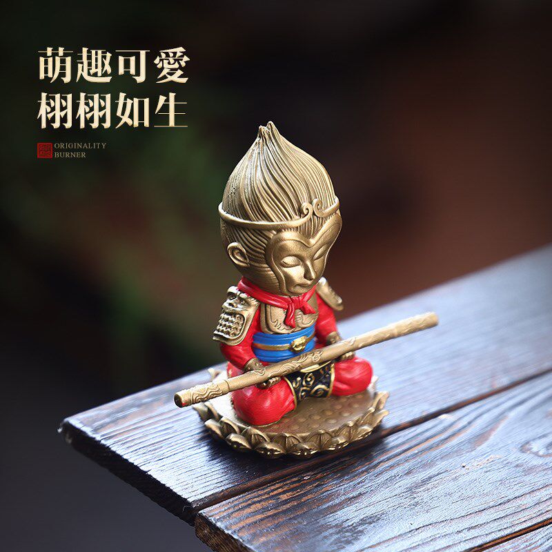 宽和斗战胜佛纯黄铜汽车摆件齐天大圣车饰中控家居办公室装饰品