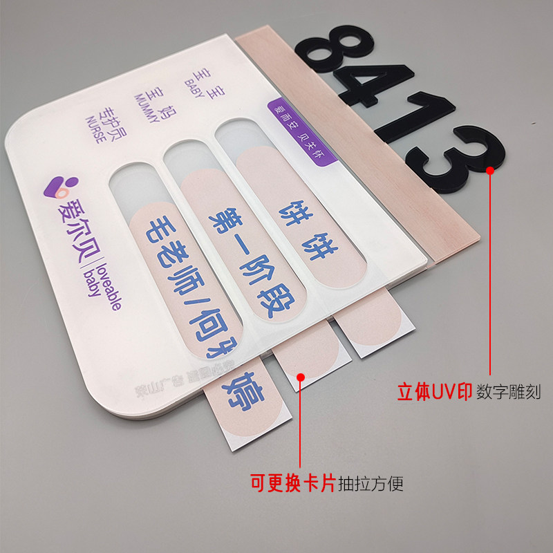 高档月子中心门牌房间号码牌指示牌母婴室可更换亚克力支持定制
