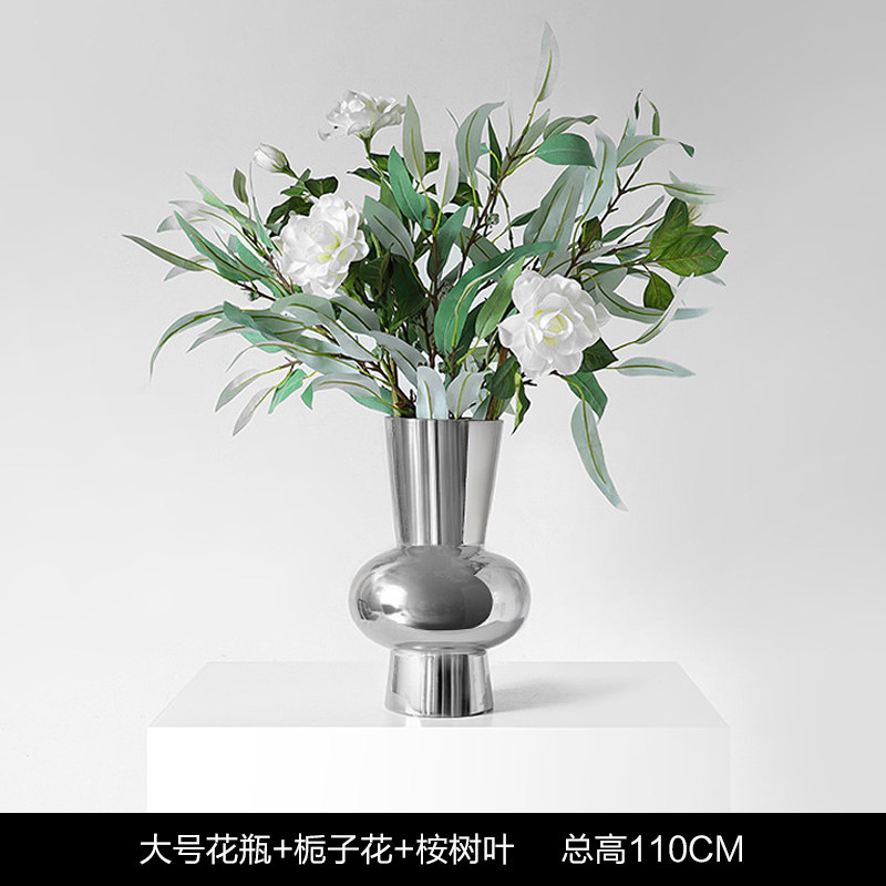 北欧轻奢电镀陶瓷银色花瓶摆件样板间客厅玄关电视柜干插花器装饰
