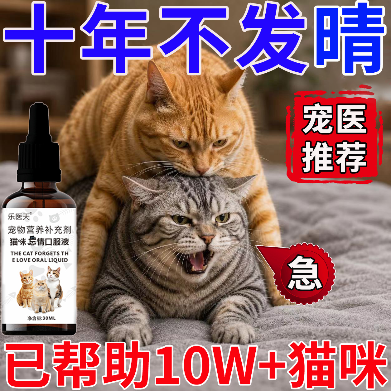 猫咪发非情抑母制公猫母猫发情抑禁情欲公猫闹猫乱嚎叫乱尿抑情片