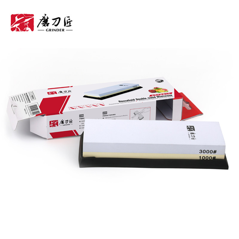 磨刀匠1000/3000目白刚玉双面磨刀石粗磨细磨厨房家用菜刀油石