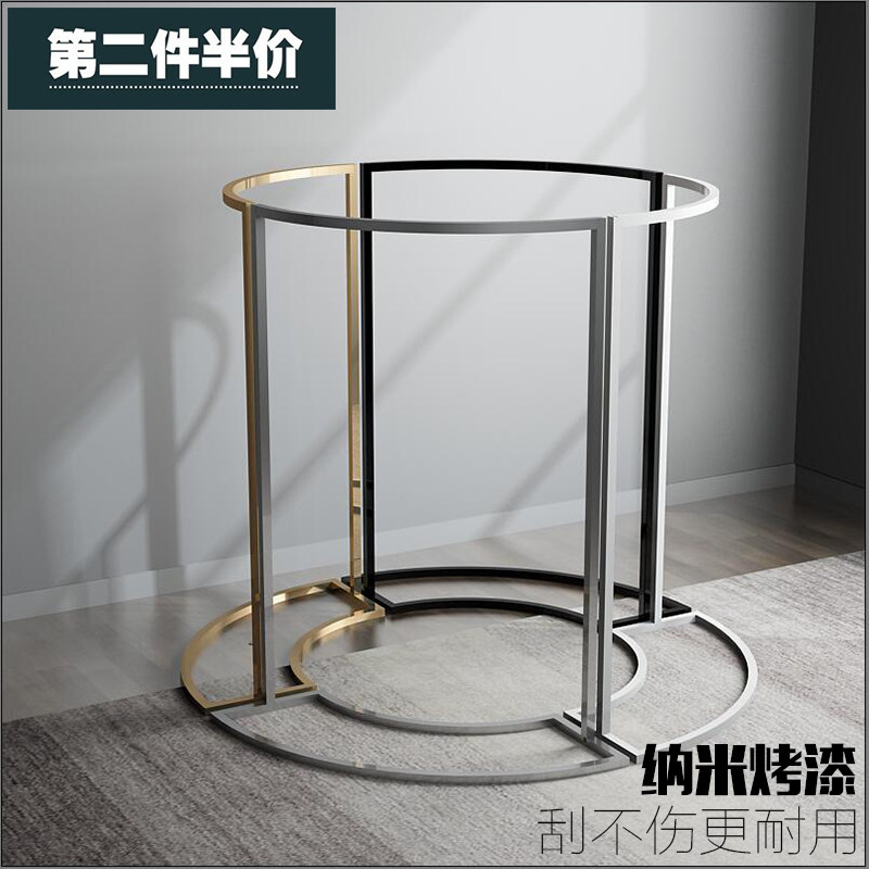 服装店衣服架子弧形中岛落地式挂衣架展示架流水台高低组合挂衣架
