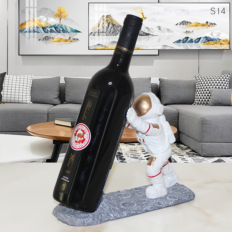 宇航员摆件红酒架高端展示架轻奢家用斜放酒瓶架置物架酒柜装饰品
