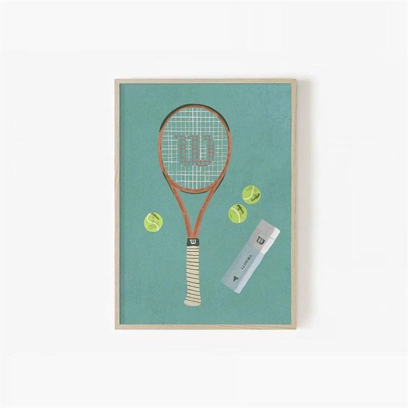 装饰画有框画挂画墙壁复古怀旧美式网球海报体育TENNIS网球场