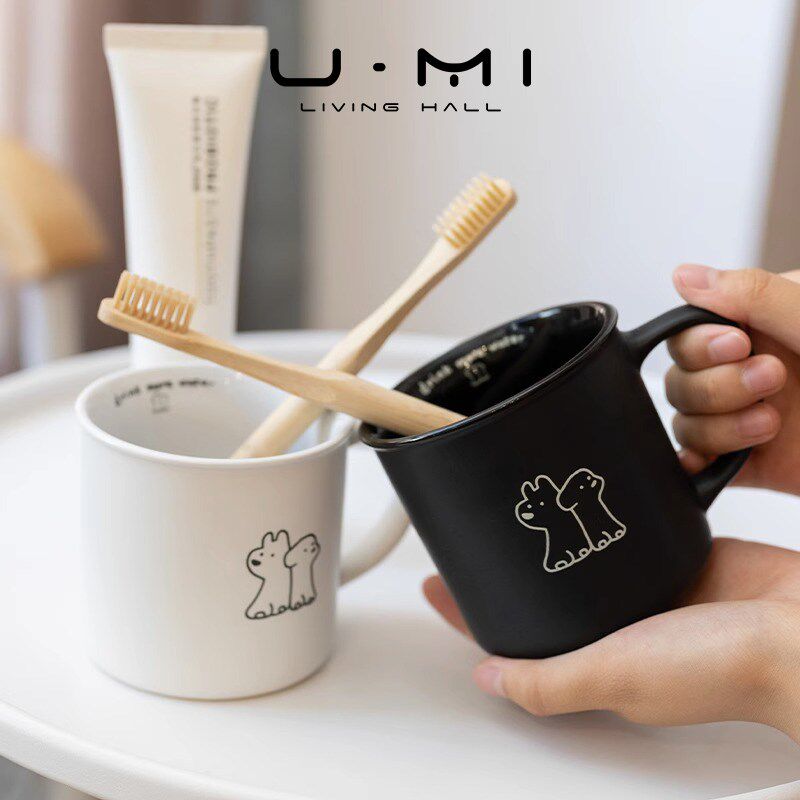 U Mi LIVING  狗狗漱口杯陶瓷家用情侣洗漱杯可爱卡通风刷牙杯