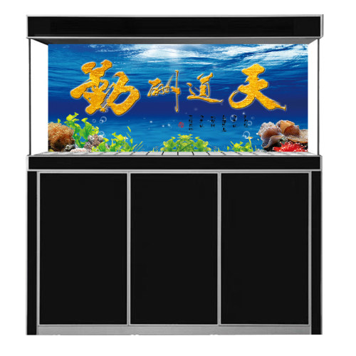 鱼缸背景贴纸清图定制新款立体画风生水起水族箱不透光自粘贴5d