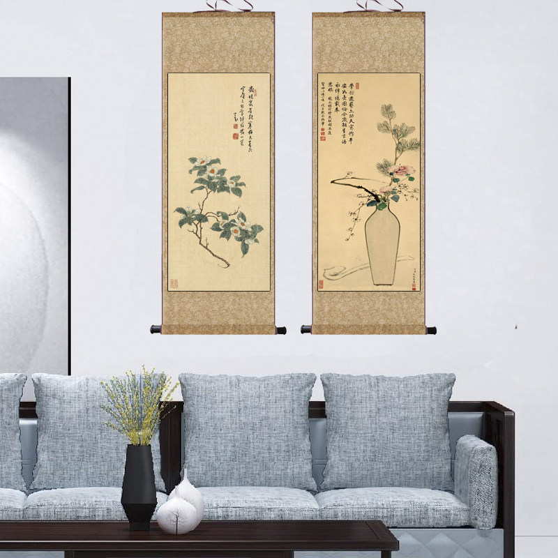 名家字画仿古画花鸟画仙鹤图花开富贵丝绸画绢画牡丹图高清微喷