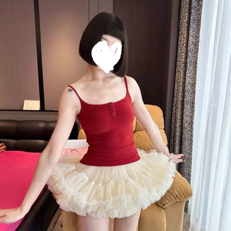 女宝宝春装公主蓬蓬纱半身裙短裙女童米白色仙气舞蹈蛋糕裙子下装