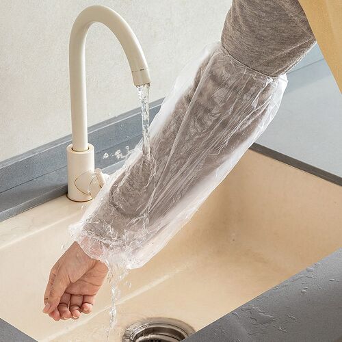 300只一次性套袖塑料防水透明厨房工作成人护袖袖套加长袖口家务