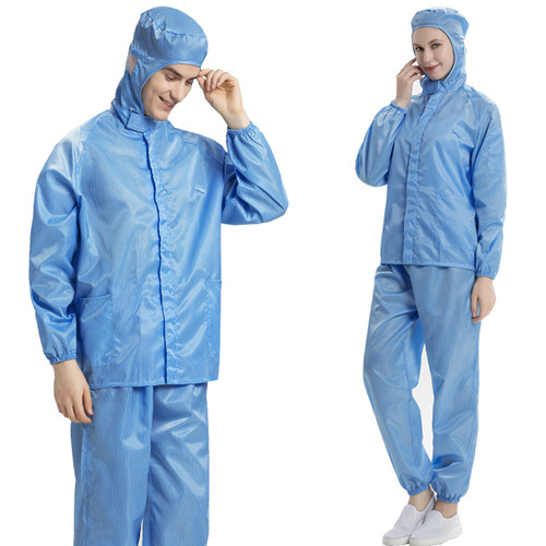 防尘衣透气防静电连帽两件式服上衣防尘工作服防岩棉喷漆防护衣男