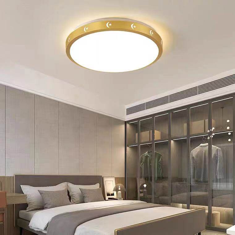 上门包安装led吸顶灯温馨浪漫卧室灯饰圆形房间灯阳台金色餐厅灯