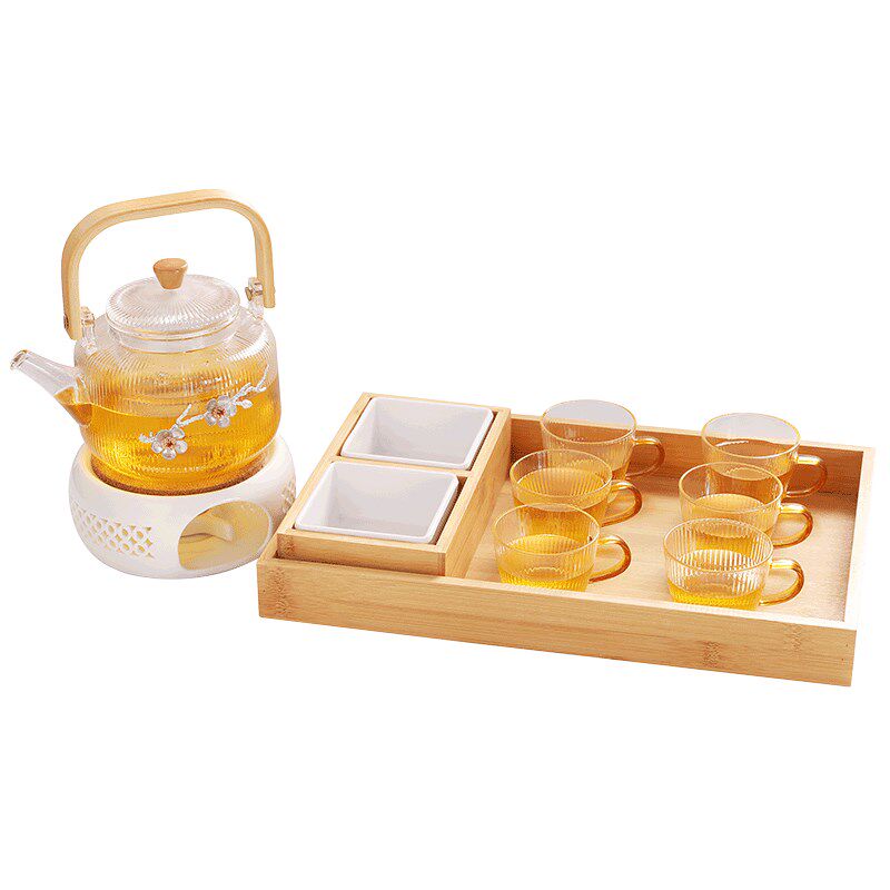 蜡烛温茶炉酒店餐厅养生壶水果花茶壶保温煮茶器镶花茶壶茶杯套装