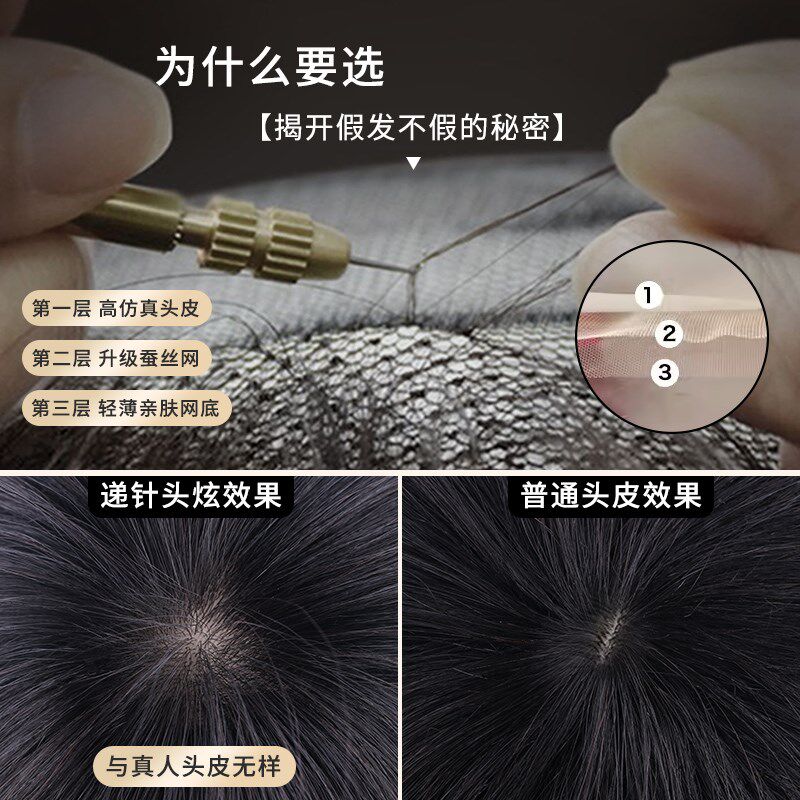 假发女短发真发全真人发中老年女士妈妈款全头套自然卷发真头发套