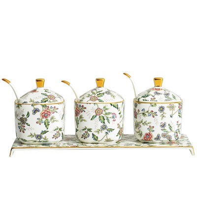调味瓶罐陶瓷调料盒大欧式唐山组合创意调料罐套装罐盒骨瓷3件套