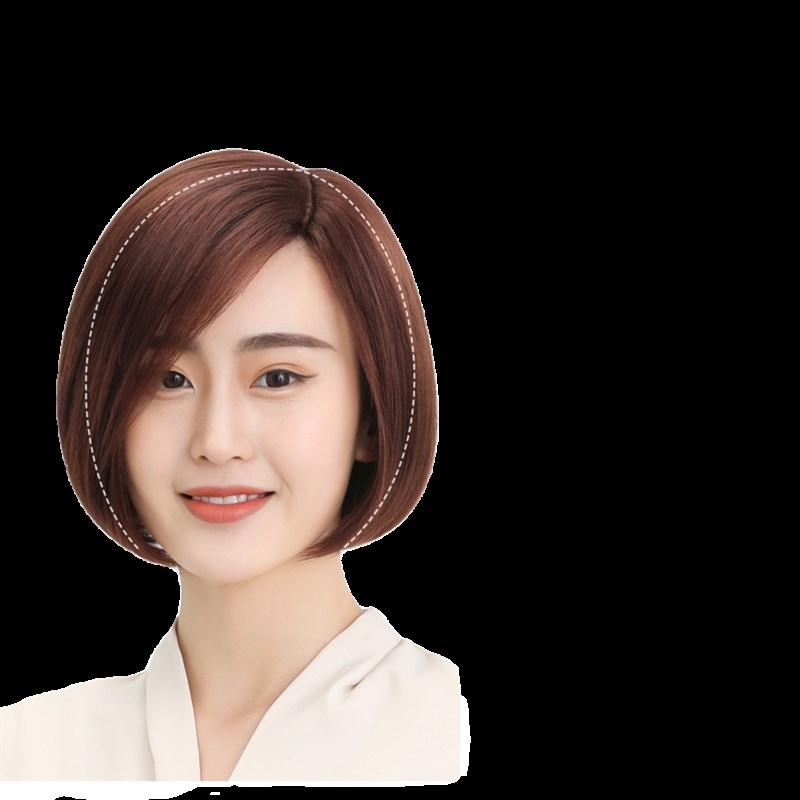无刘海女士时尚短直发波波头假发真发全真人发全头套整顶自然偏分图片