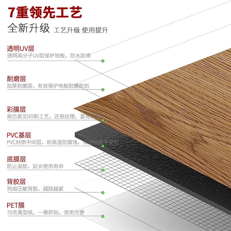 5PVC木纹地板贴自粘自己铺垫塑胶地板革地面翻新改造加厚耐磨