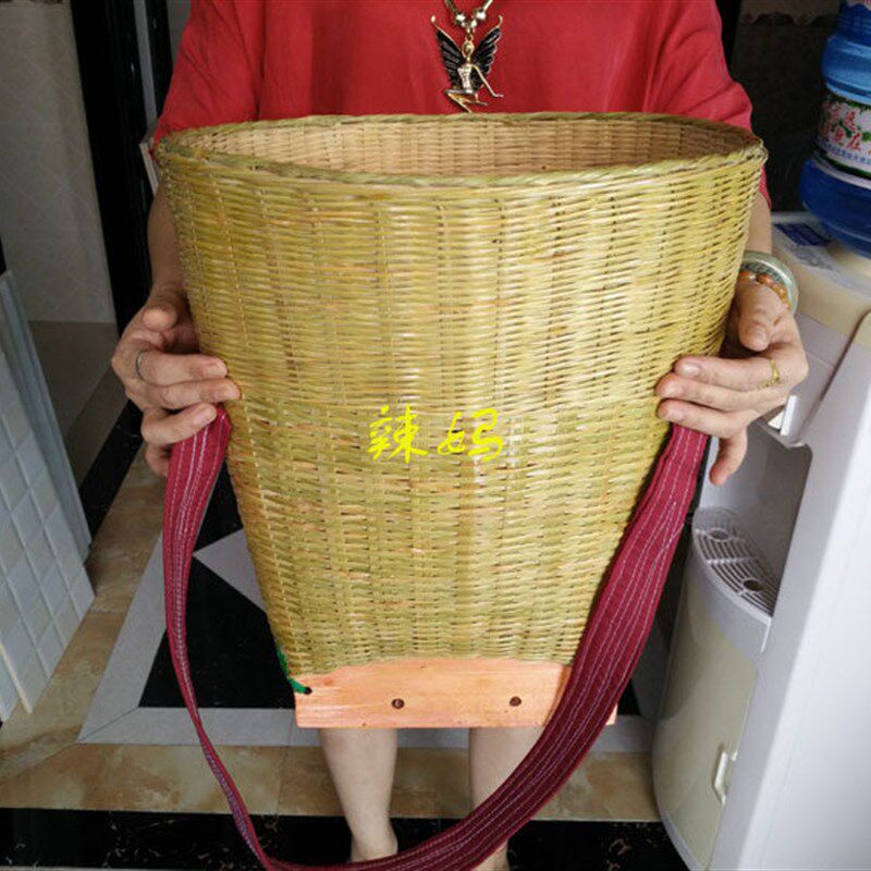 民族特色傣家阿婆 纯手工竹编精品大背篓 花篮竹筐竹背竹编背菜蓝