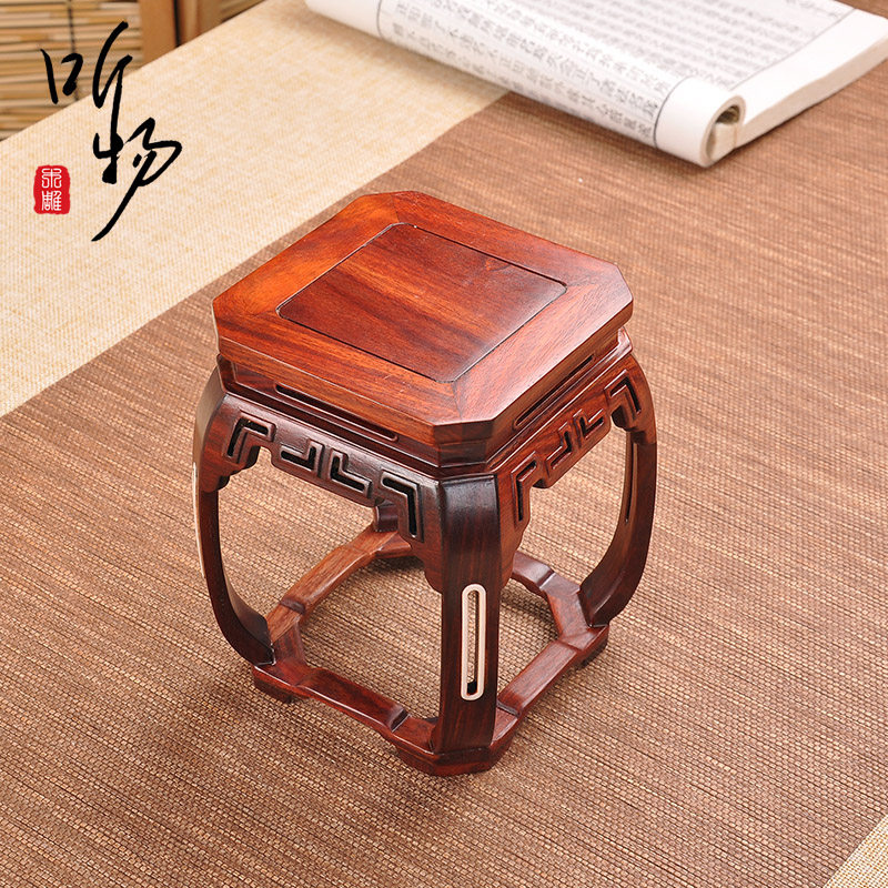 红木雕刻工艺品紫光檀摆件底座实木奇石玉器微型盆景花盆托架底座
