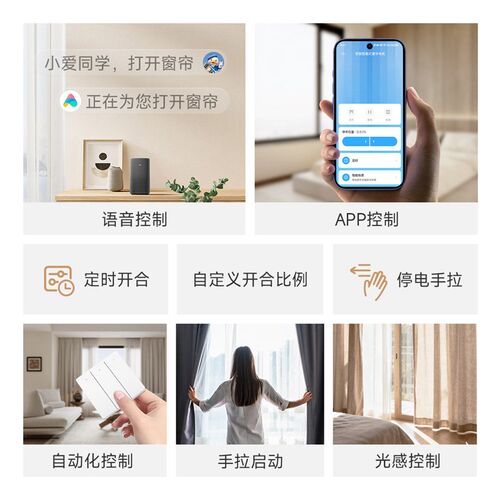 领普电动智能窗帘CE1定制轨道全自动隐藏式光照度感应控制电机