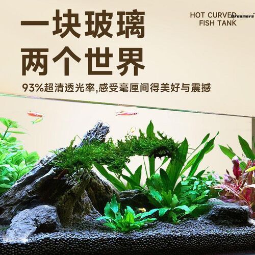 热弯玻璃鱼缸弧形护角高清生态斗鱼客厅造景水培植物龟缸宠物厂家