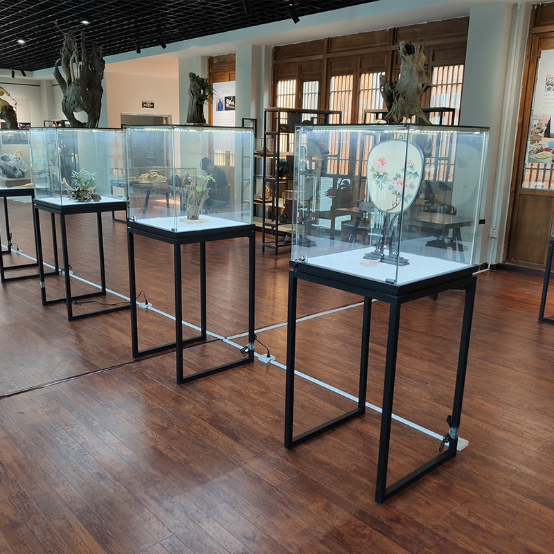 方圆珠宝展示柜饰品展示架玉器古玩玻璃展柜博物馆首饰柜台陈列架